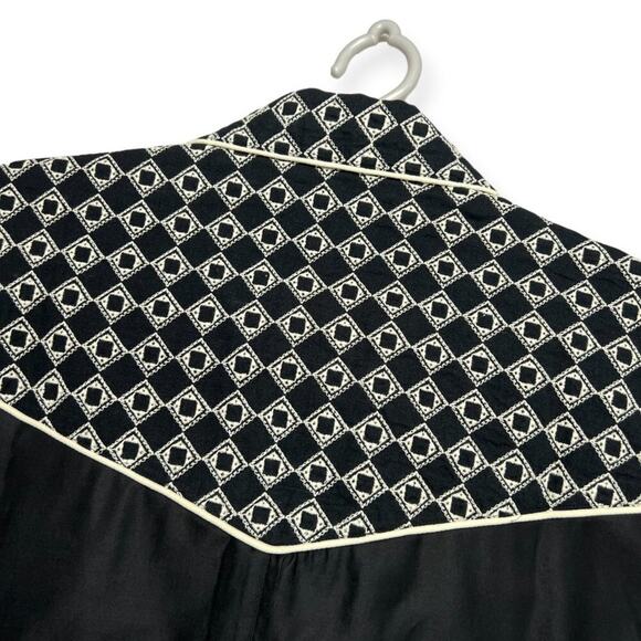 NEW NICHOLAS DALEY Mento Shirt Short Sleeve SIZE M Black Embroidery Linen JAPAN - Picture 5 of 14